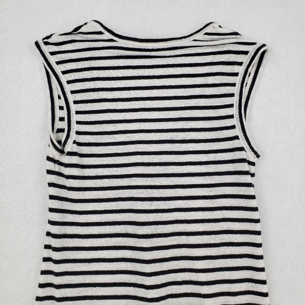 Banana Republic Dress Linen Blend Womens Size Small Striped Black White - Picture 7 of 9